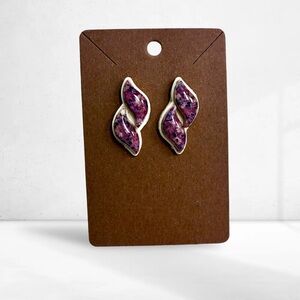 Handmade Purple and cream flower pattern Earrings